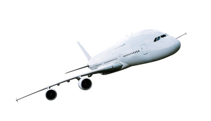 Big commercial airplane isolated on white.