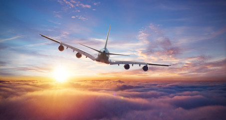Fototapeta na wymiar Huge two-storey passengers commercial airplane