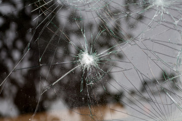 broken glass of a car