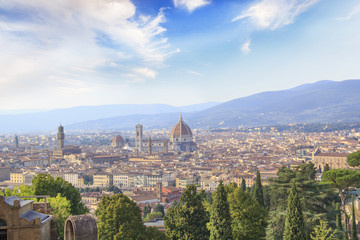 Fototapeta premium Beautiful view of Santa Maria del Fiore and Giotto's Belltower in Florence, Italy