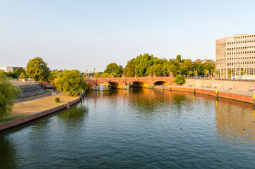Moltkebrucke bridge over the Spree River in Berlin, Germany.