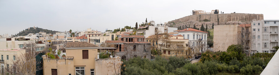 Fototapeta na wymiar Panoramic view of Athens city with Parthenon