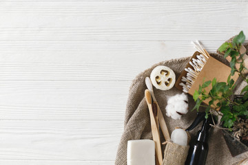 plastic free items. eco natural bamboo toothbrush, crystal deodorant,luffa, coconut...