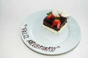 Chocolate Cake decorated with strawberries