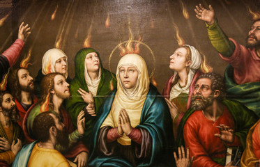 Mary and the Apostles at Pentecost - obrazy, fototapety, plakaty