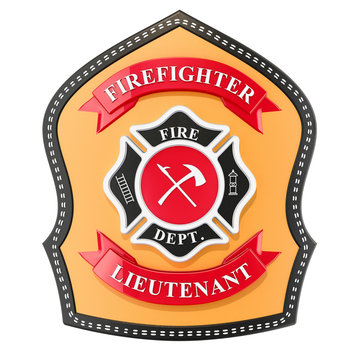 Firefighter Badge, emblem. 3D rendering