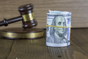 Judge's Hammer with Money. Representation of Corruption and Bribery in The Judiciary.