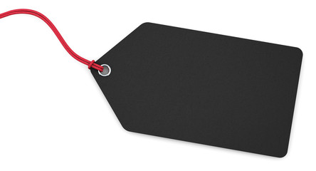 Anh&auml;nge-Etikett - schwarz mit roter Schnur
