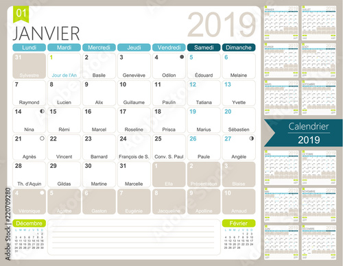 french planning calendar for year 2019 set of 12 months january 2019 12 month planner
