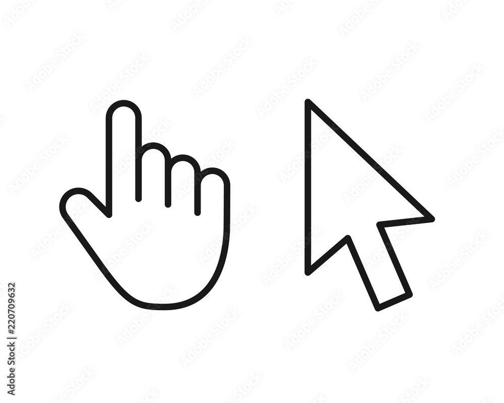 Poster computer mouse click cursor gray arrow icons set and loading icons. cursor icon. vector illustration