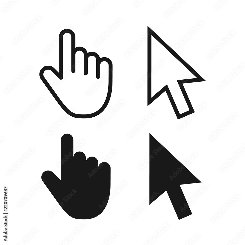 Poster computer mouse click cursor gray arrow icons set and loading icons. cursor icon. vector illustration