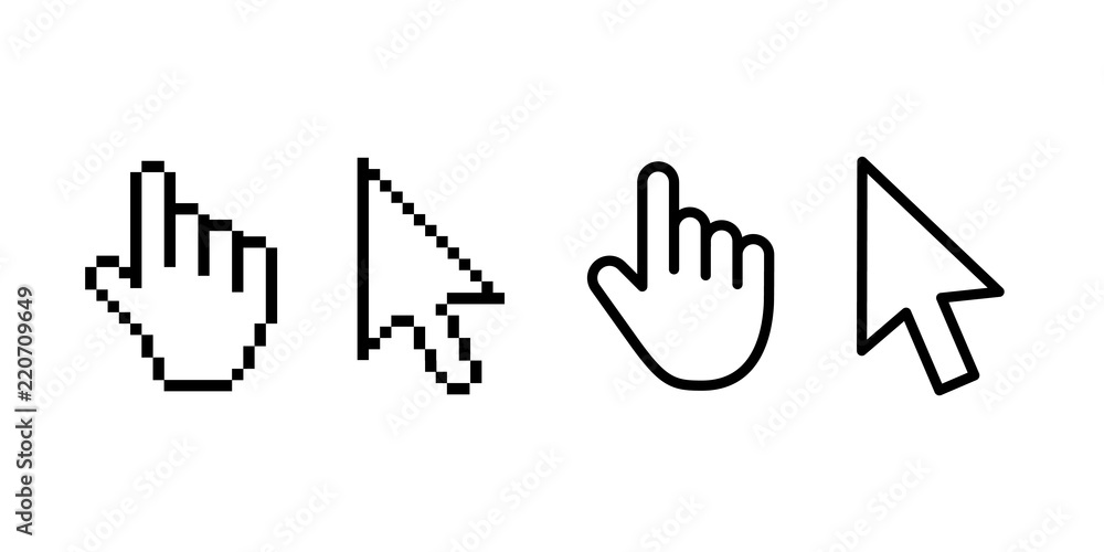 Poster computer mouse click cursor gray arrow icons set and loading icons. cursor icon. vector illustration