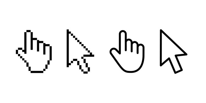 Computer mouse click cursor gray arrow icons set and loading icons. Cursor icon. Vector illustration.