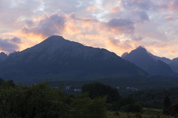 Fototapeta na wymiar View on evening mountain Peaks of the High Tatras, Slovakia