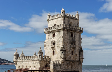 Fototapeta na wymiar Lisbon, Belem Tower - Tagus River, Portugal Tejo.