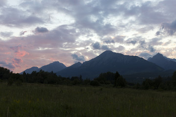Obraz premium View on evening mountain Peaks of the High Tatras, Slovakia
