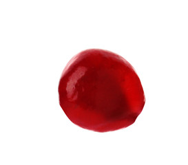 Juicy ripe pomegranate seed on white background