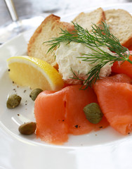 plated smoked salmon appetizer