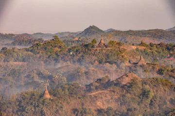 Buddha temple in the sunset dawn