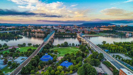 Aerial View of Chattanooga Tennessee TN Skyline - 220713894