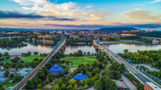 Aerial View of Chattanooga Tennessee TN Skyline