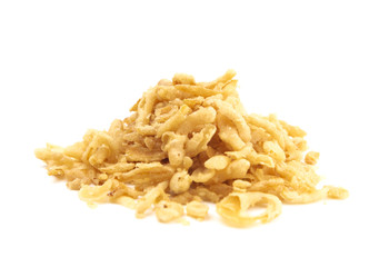 Crispy Fried Onions on a White Background