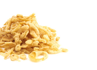 Crispy Fried Onions on a White Background
