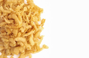 Crispy Fried Onions on a White Background