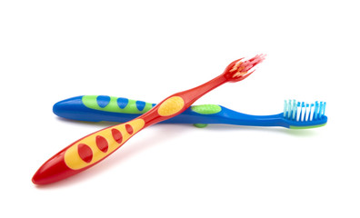 Colorful Toothbrush for Children on a White Background
