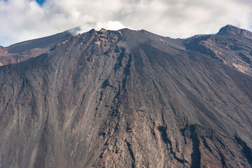 Close up of the volcano Stromboli crater