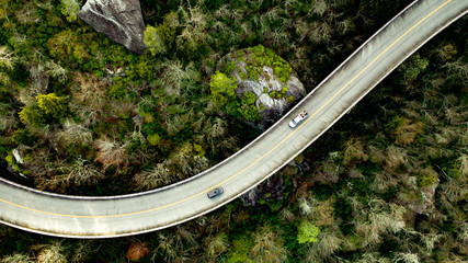 Linn Cove Bridge Blue Ridge Parkway Asheville North Carolina – Beautiful high resolution drone photo of historical Linn Cove Viaduct Bridge
