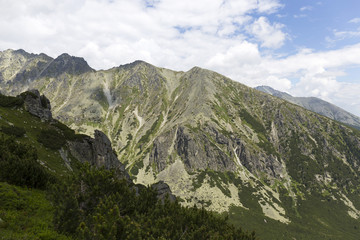 Obraz premium View on mountain Peaks and alpine Landscape of the High Tatras, Slovakia