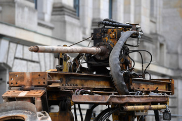 A maschine for drilling earth holes nearby the german Bundestag in Berlin Germany.