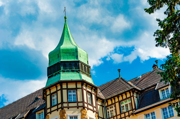 Fototapeta na wymiar Historic palace on a sunny day in Lillafured, Hungary