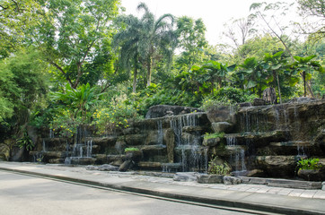 Water feature decoration which is located in the Kuala Lumpur Perdana Botanical Gardens, Malaysia.