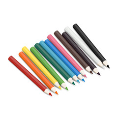12 Color Pencils on Isolated White Background -3D Illustration