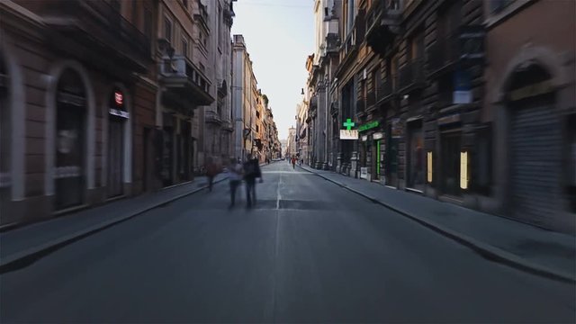 The Via Del Corso, The Main Street In Central Rome - Hyper lapse.