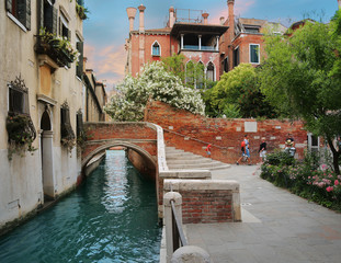 Obraz premium Charming streets and canals of Venice, Italy