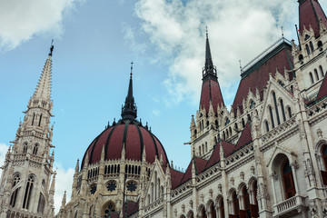 Close up of the Hungarian Parliament Building in Budapest Hungary (Architecture)