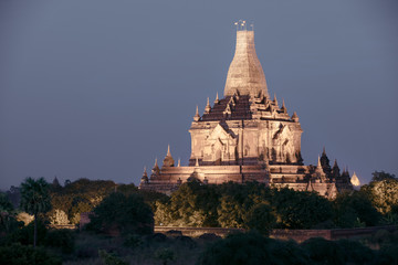 Buddha temple in the sunset dawn