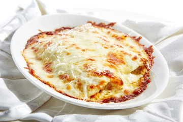 Cannelloni Pasta with Ricotta Isolated on White Background
