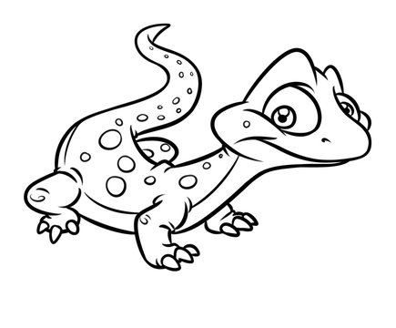 Little lizard cartoon illustration isolated image coloring page
