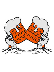 2 freunde team crew bier krug glas oktoberfest saufen party trinken durst alkohol boden grab auferstehen hand arm zombie tot gestorben untoter wandelnde leiche horror halloween