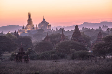 Buddha temple in the sunset dawn