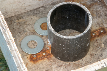 Washer toss game box with two washers