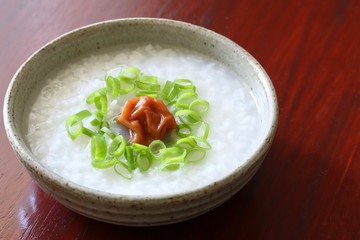 Japanese rice porridge with pickled ume 