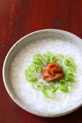 Japanese rice porridge with pickled ume 