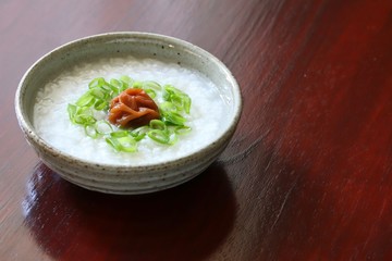 Japanese rice porridge with pickled ume 