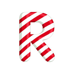 Christmas alphabet. Illustration of candy letter R. use for postcards, wallpapers, textiles, scrapbooking, decoration, invitations, background, holiday.