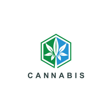 cannabis logo, marijuana medical leaf icon symbol logo template vector illustration